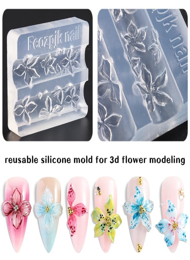Fcozpjk Hard Gel for Nails, 4 Colors Solid Builder Gel Kit with Silicone Carving Mold Clear Pearly White Brown Nude Pink 3D Sculpting Gels Flower Charms DIY Modeling Design Nail Salon Supplies - Image 5
